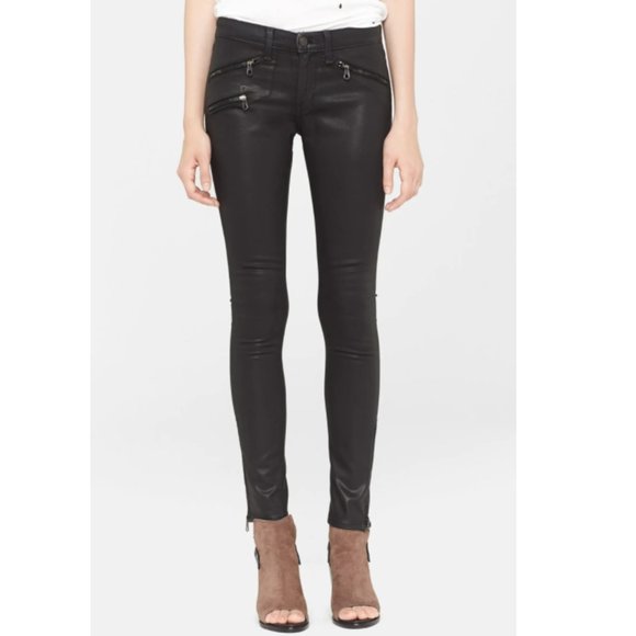 RAG BONE/JEAN Coated Ankle Zip Skinny Jeans